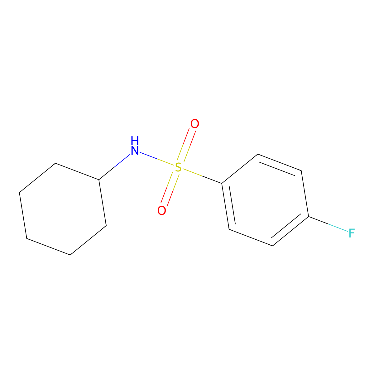 N-Cyclohexyl 4-fluorobenzenesulfonamide molecular structure, CAS 565-40-2