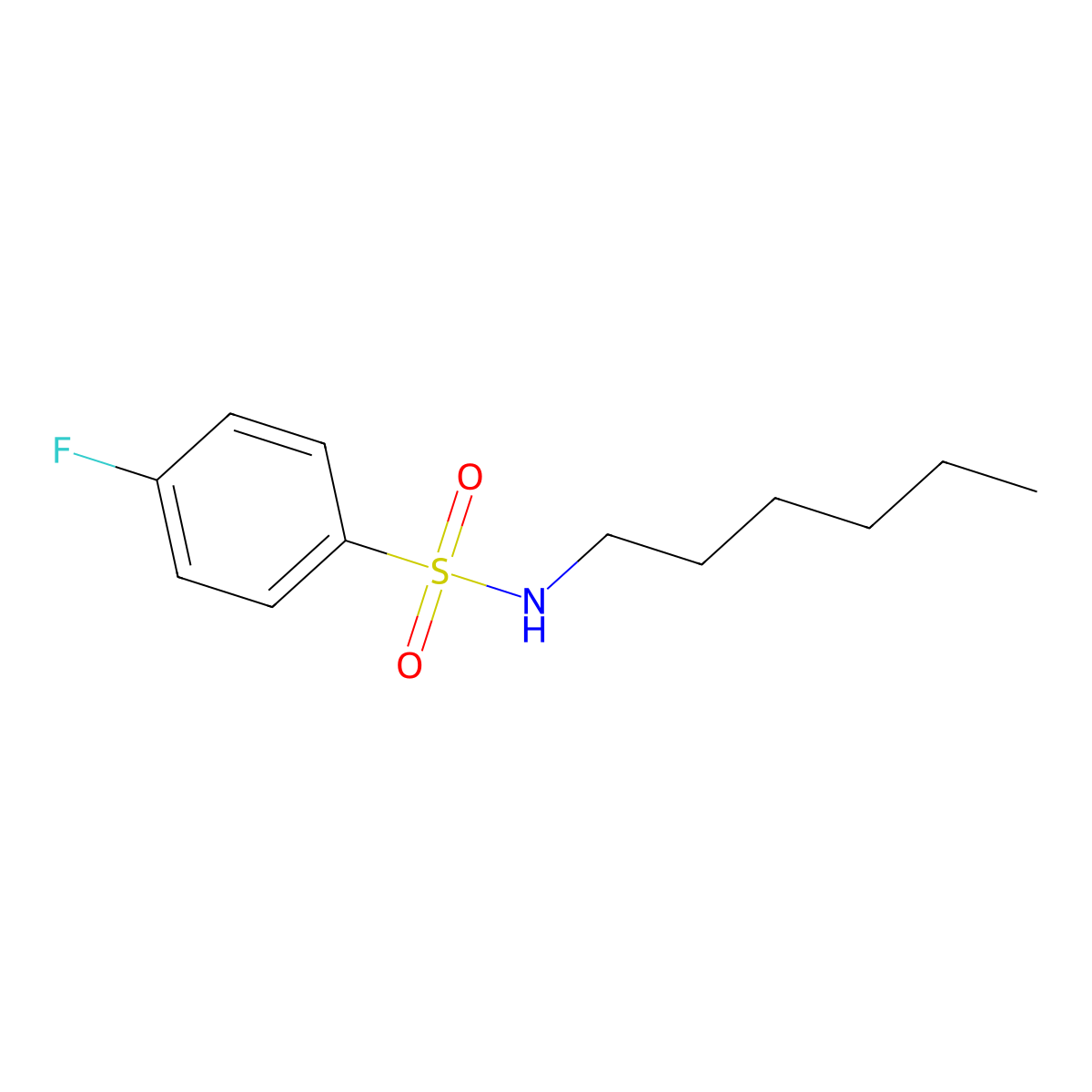4-fluoro-N-hexylbenzenesulfonamide molecular structure, CAS 565-43-5