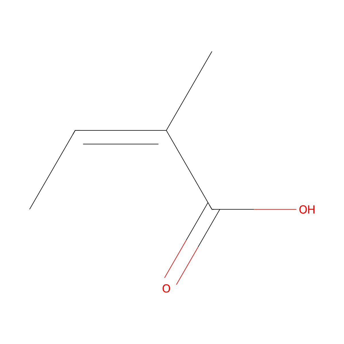 2,3-Dimethylacrylic acid, (Z)- molecular structure, CAS 565-63-9