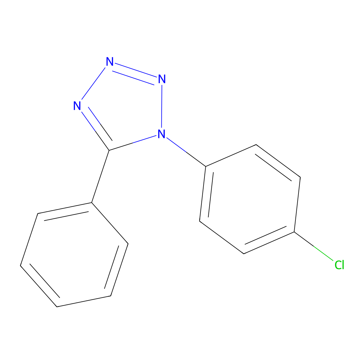 1-(4-chlorophenyl)-5-phenyl-1H-tetrazole molecular structure, CAS 5650-13-5