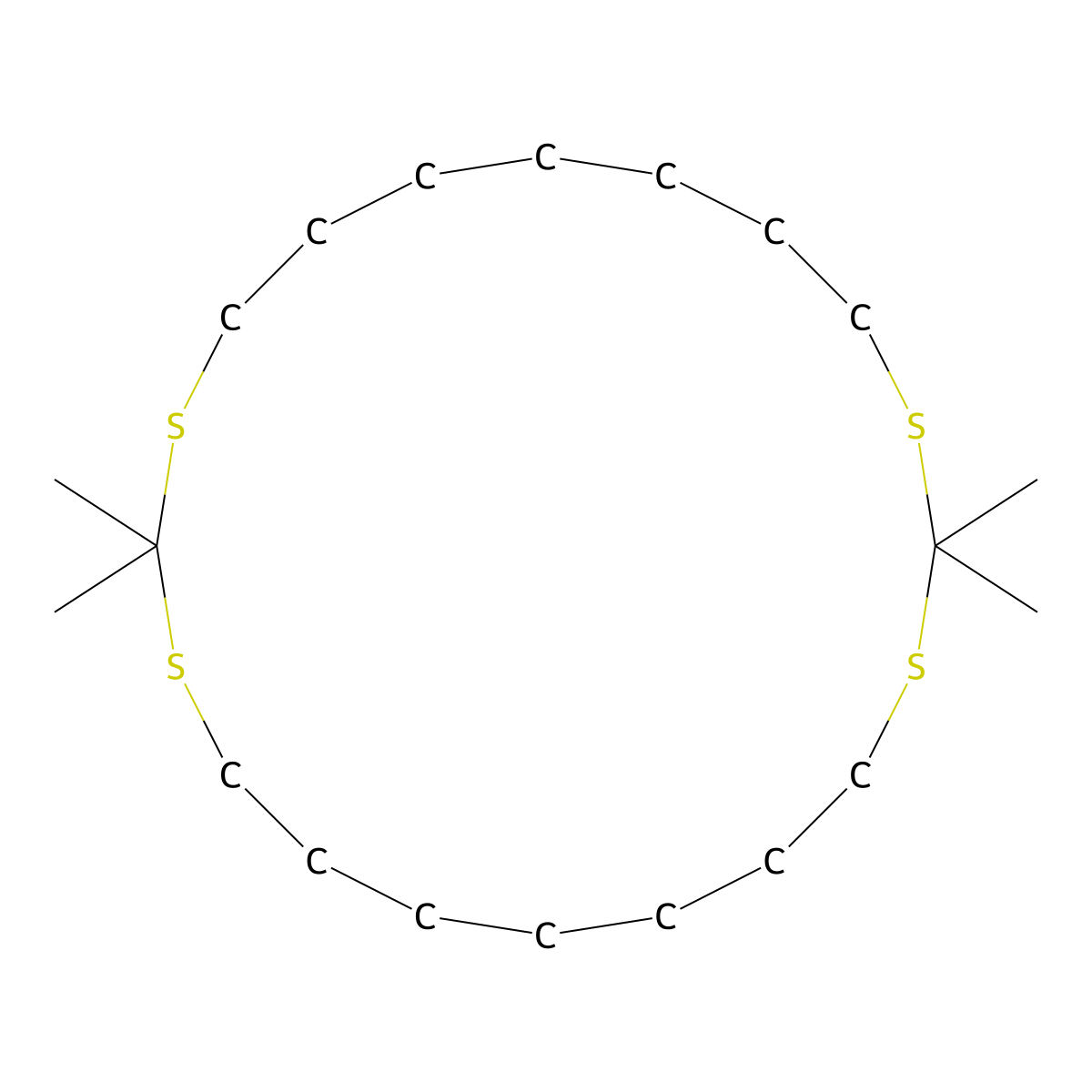 2,2,12,12-Tetramethyl-1,3,11,13-tetrathiacycloicosane molecular structure, CAS 5650-30-6
