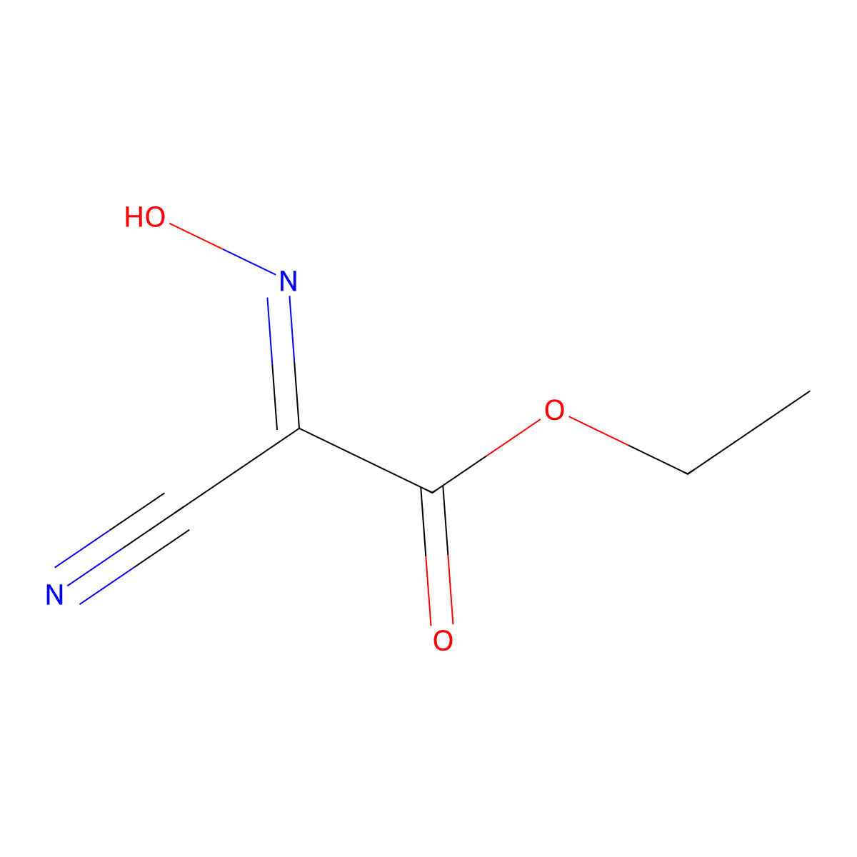 Ethyl (E)-cyano(hydroxyimino)acetate molecular structure, CAS 56503-39-0