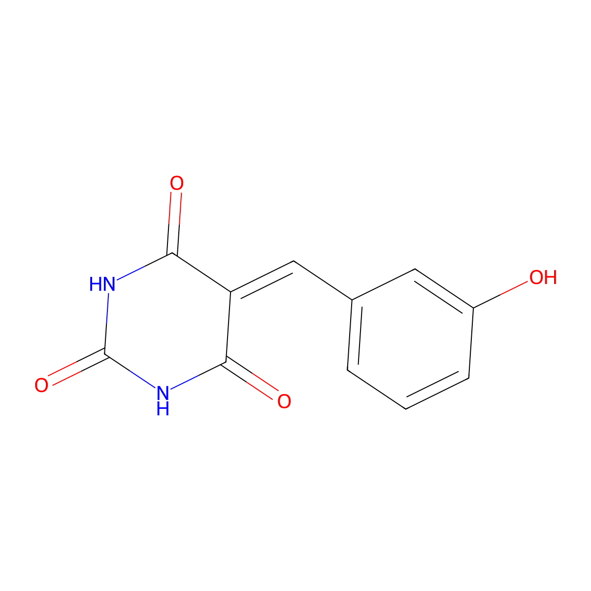 2,4,6(1H,3H,5H)-Pyrimidinetrione, 5-[(3-hydroxyphenyl)methylene]- molecular structure, CAS 56504-49-5