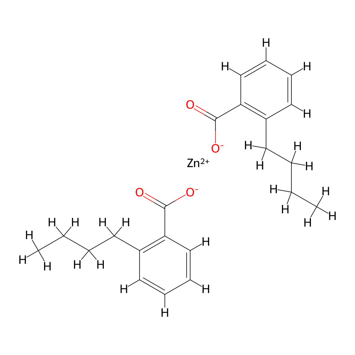 Benzoic acid, butyl-, zinc salt (2:1) molecular structure, CAS 56507-10-9