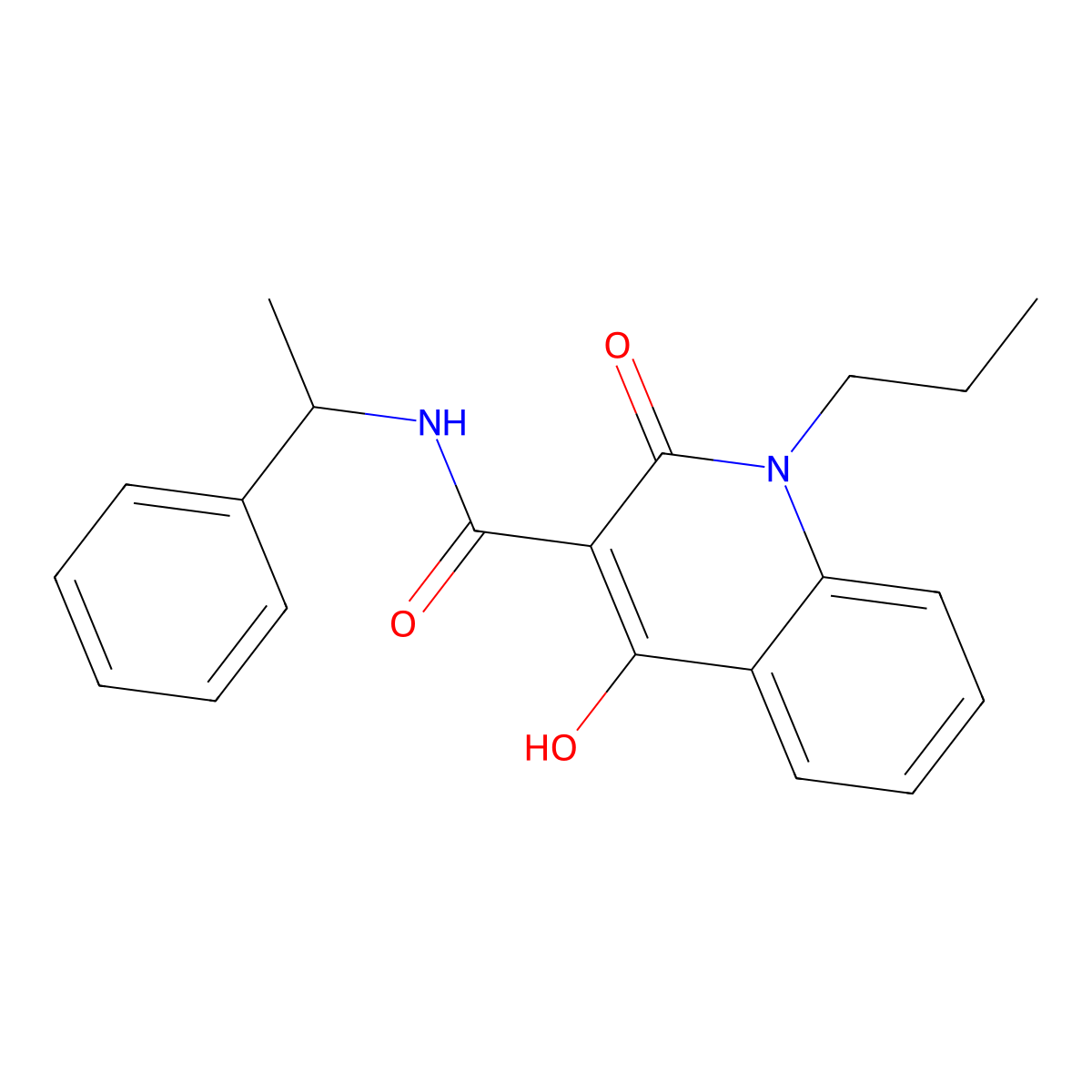 4-Hydroxy-2-oxo-N-(1-phenylethyl)-1-propyl-1,2-dihydroquinoline-3-carboxamide molecular structure, CAS 5651-04-7