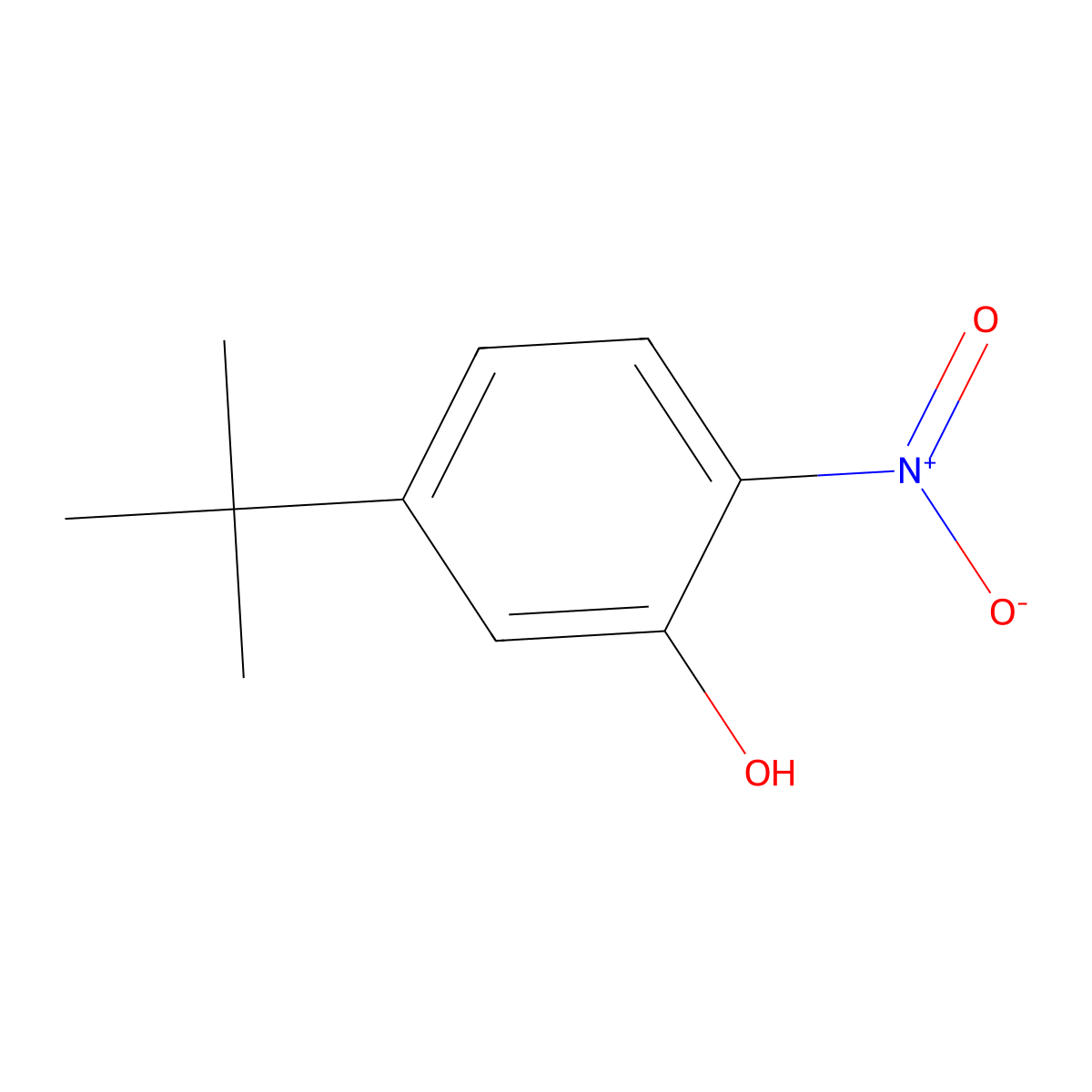 Phenol, 5-(1,1-dimethylethyl)-2-nitro- molecular structure, CAS 5651-77-4