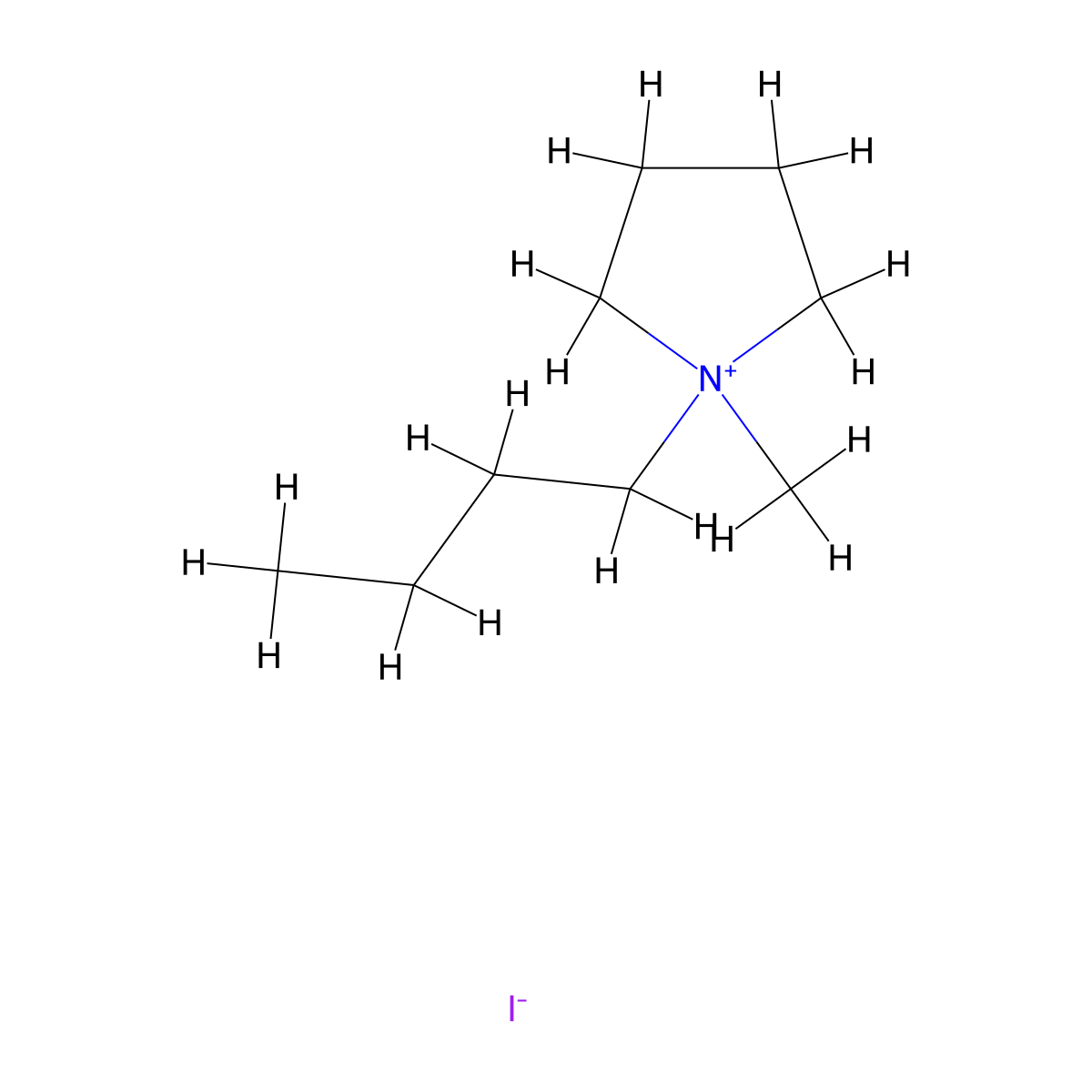 1-Butyl-1-methylpyrrolidinium iodide molecular structure, CAS 56511-17-2