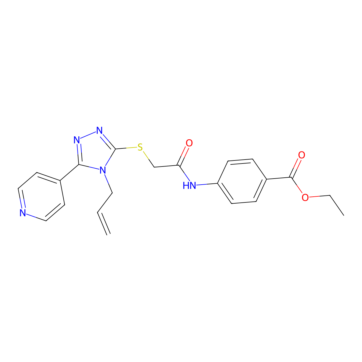 ethyl 4-[({[4-(prop-2-en-1-yl)-5-(pyridin-4-yl)-4H-1,2,4-triazol-3-yl]sulfanyl}acetyl)amino]benzoate molecular structure, CAS 565163-90-8