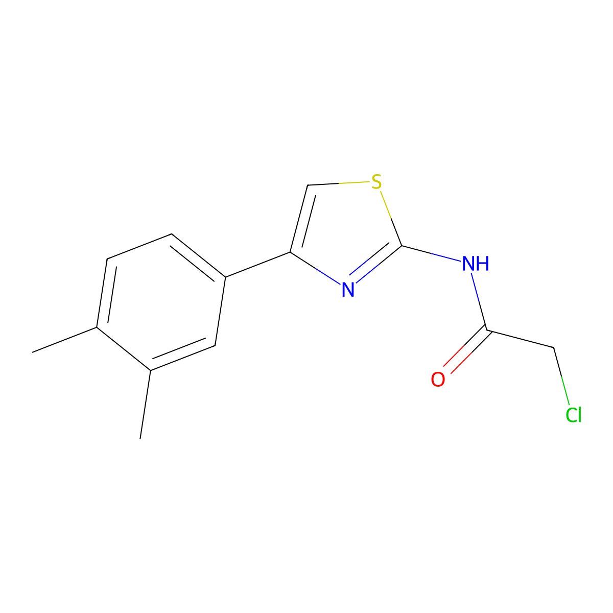2-chloro-N-[4-(3,4-dimethylphenyl)-1,3-thiazol-2-yl]acetamide molecular structure, CAS 565165-38-0