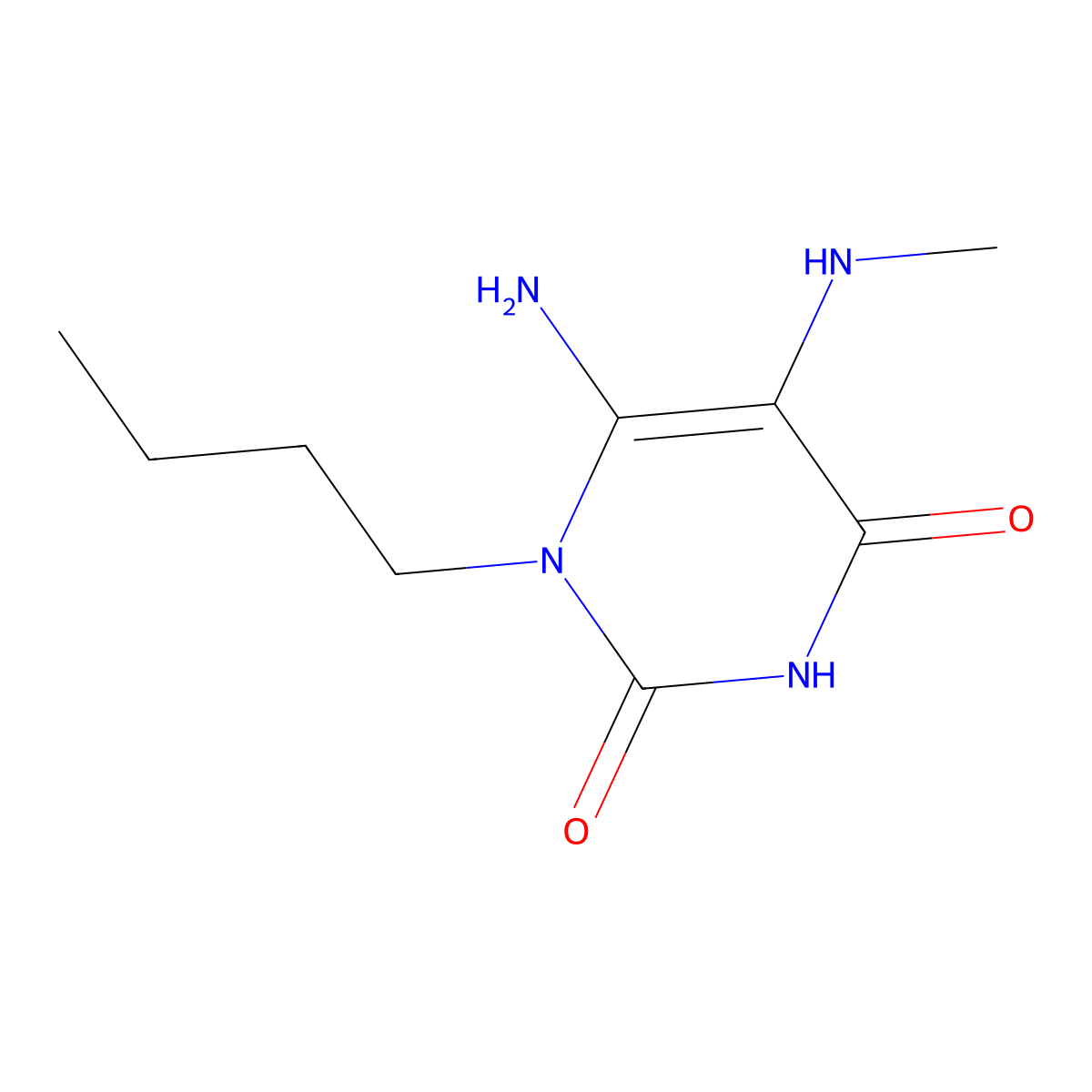 6-Amino-1-butyl-5-methylamino-1H-pyrimidine-2,4-dione molecular structure, CAS 565165-41-5