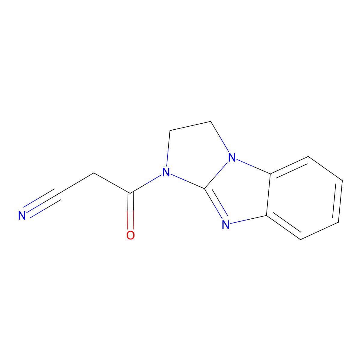 3-Oxo-3-{2,5,7-triazatricyclo[6.4.0.0,2,6]dodeca-1(12),6,8,10-tetraen-5-yl}propanenitrile molecular structure, CAS 565165-42-6