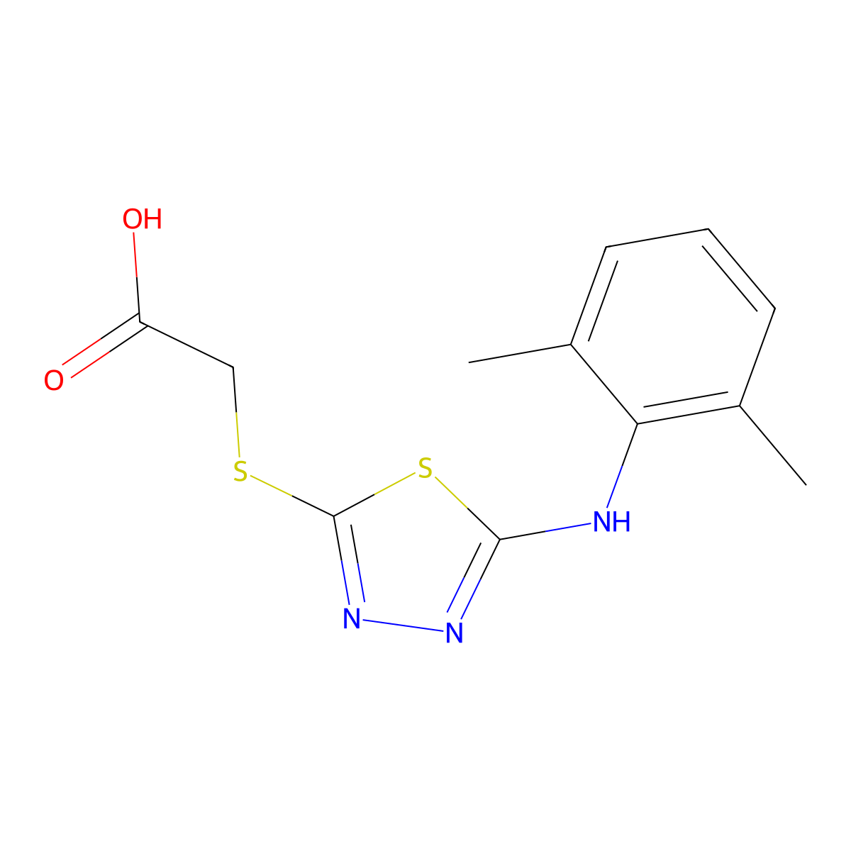 2-({5-[(2,6-Dimethylphenyl)amino]-1,3,4-thiadiazol-2-yl}sulfanyl)acetic acid molecular structure, CAS 565165-62-0