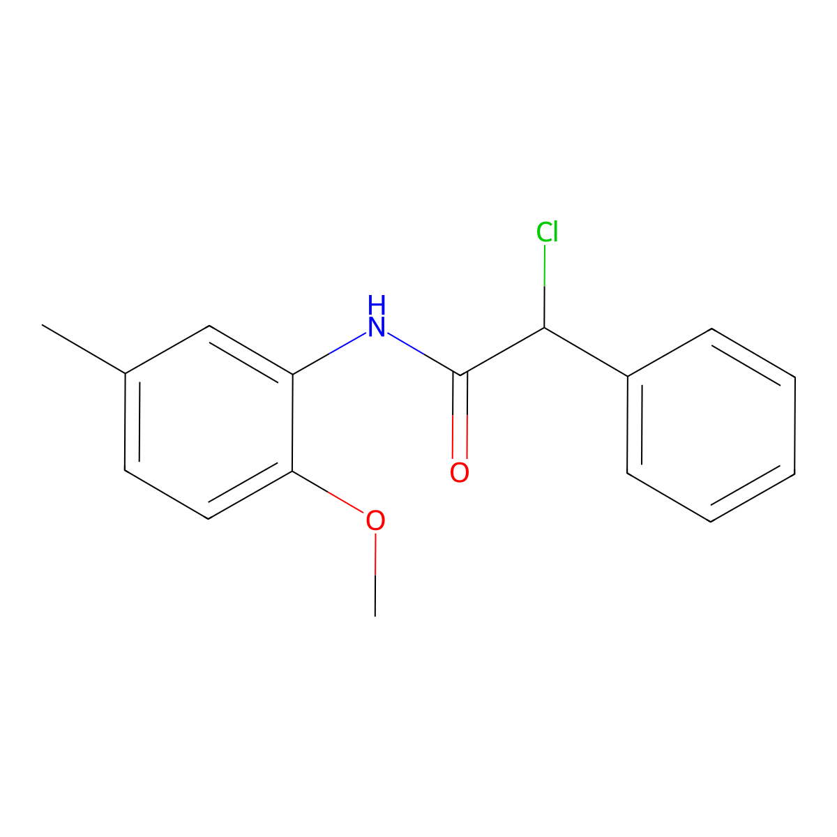 2-chloro-N-(2-methoxy-5-methylphenyl)-2-phenylacetamide molecular structure, CAS 565165-64-2