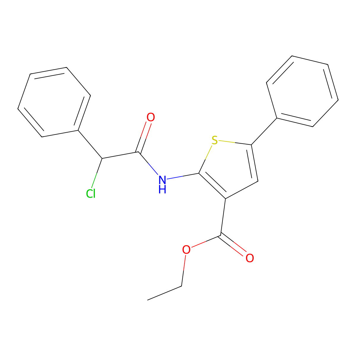 Ethyl 2-(2-chloro-2-phenylacetamido)-5-phenylthiophene-3-carboxylate molecular structure, CAS 565165-70-0
