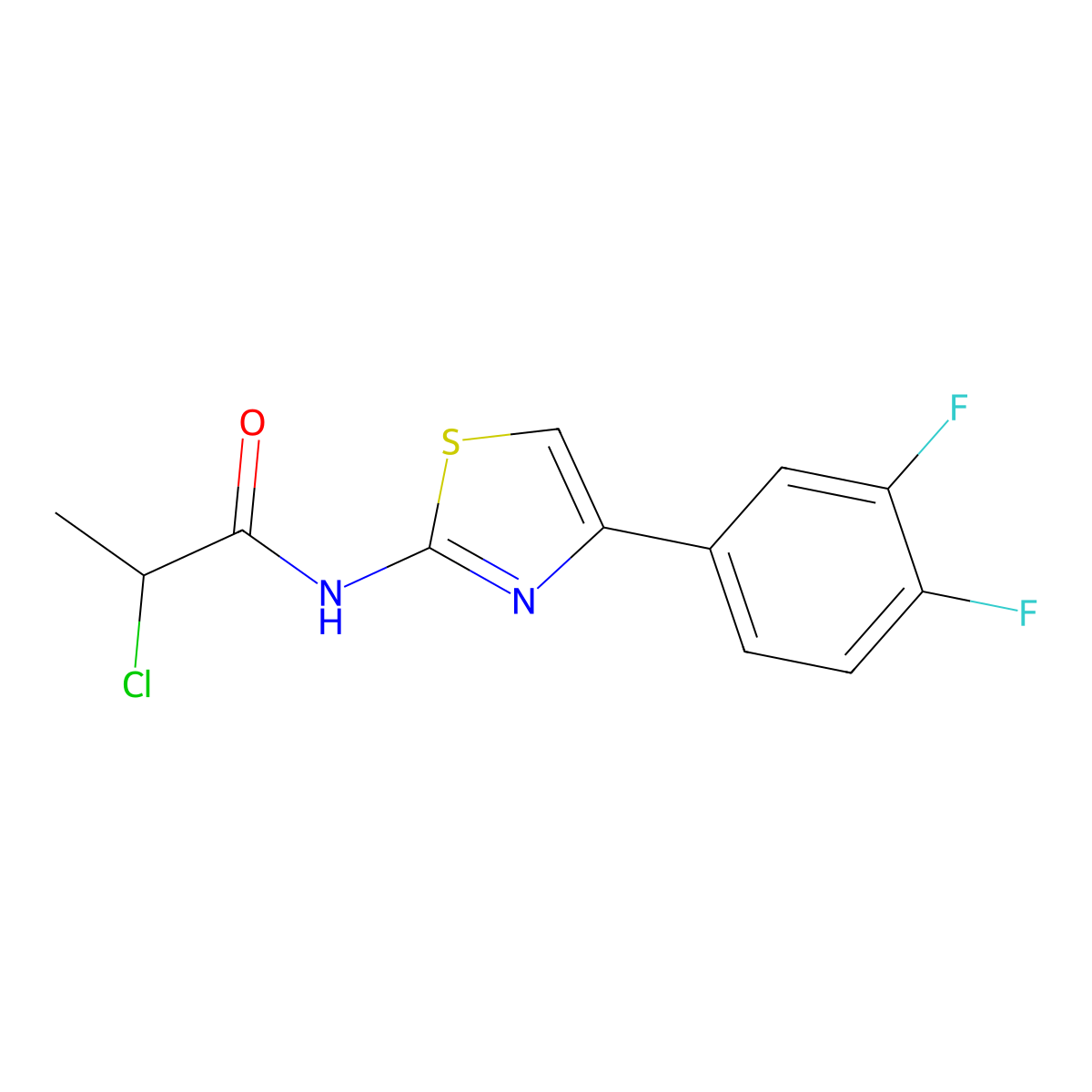 2-Chloro-N-[4-(3,4-difluorophenyl)-2-thiazolyl]propanamide molecular structure, CAS 565165-72-2