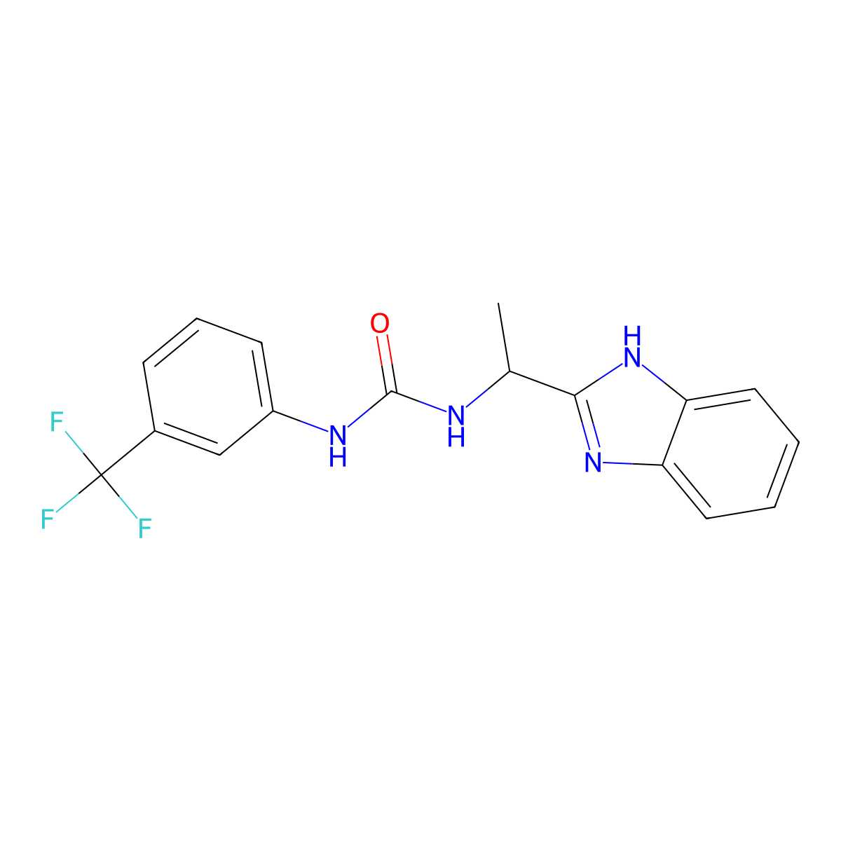3-[1-(1H-1,3-benzodiazol-2-yl)ethyl]-1-[3-(trifluoromethyl)phenyl]urea molecular structure, CAS 565166-18-9