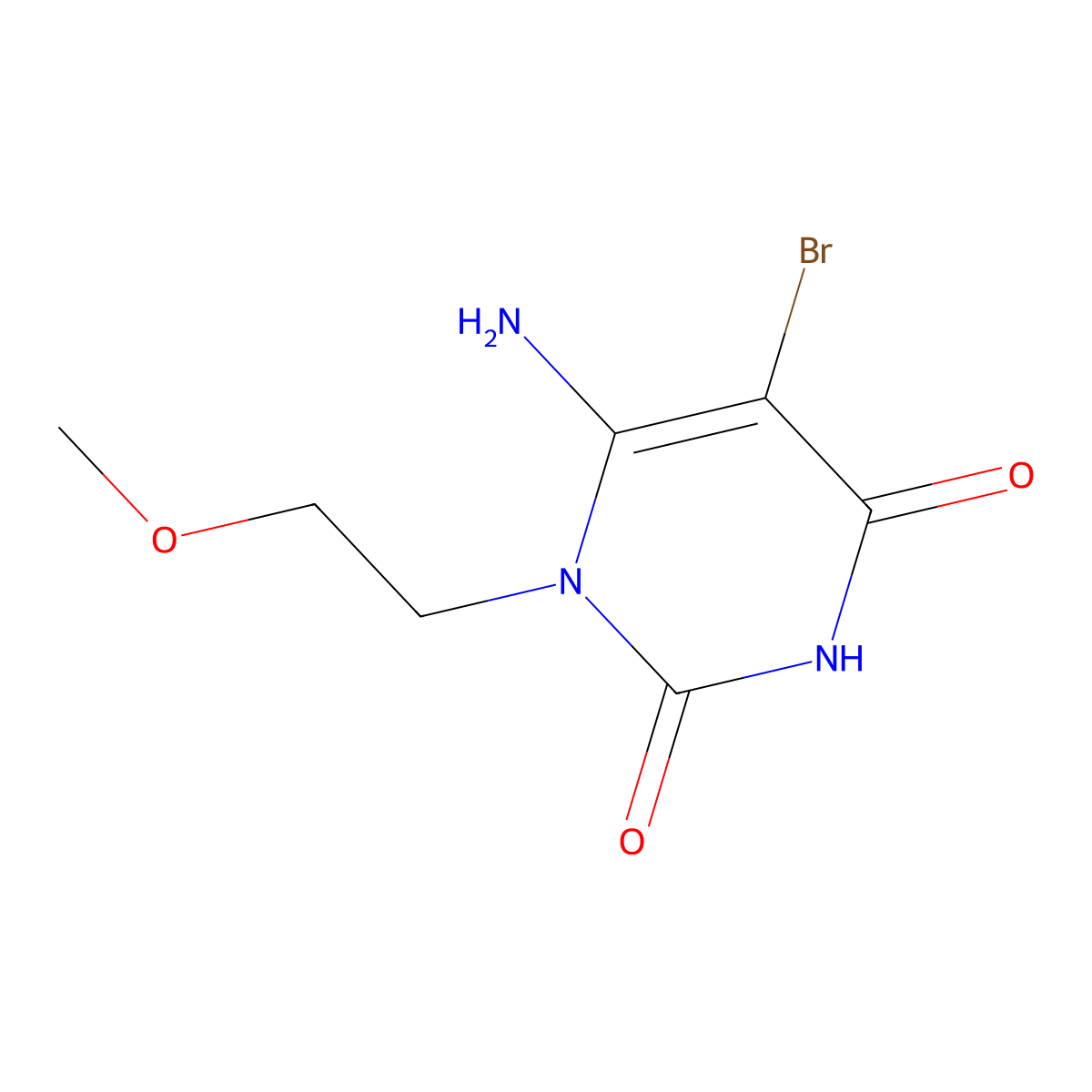 6-Amino-5-bromo-1-(2-methoxy-ethyl)-1H-pyrimidine-2,4-dione molecular structure, CAS 565166-39-4