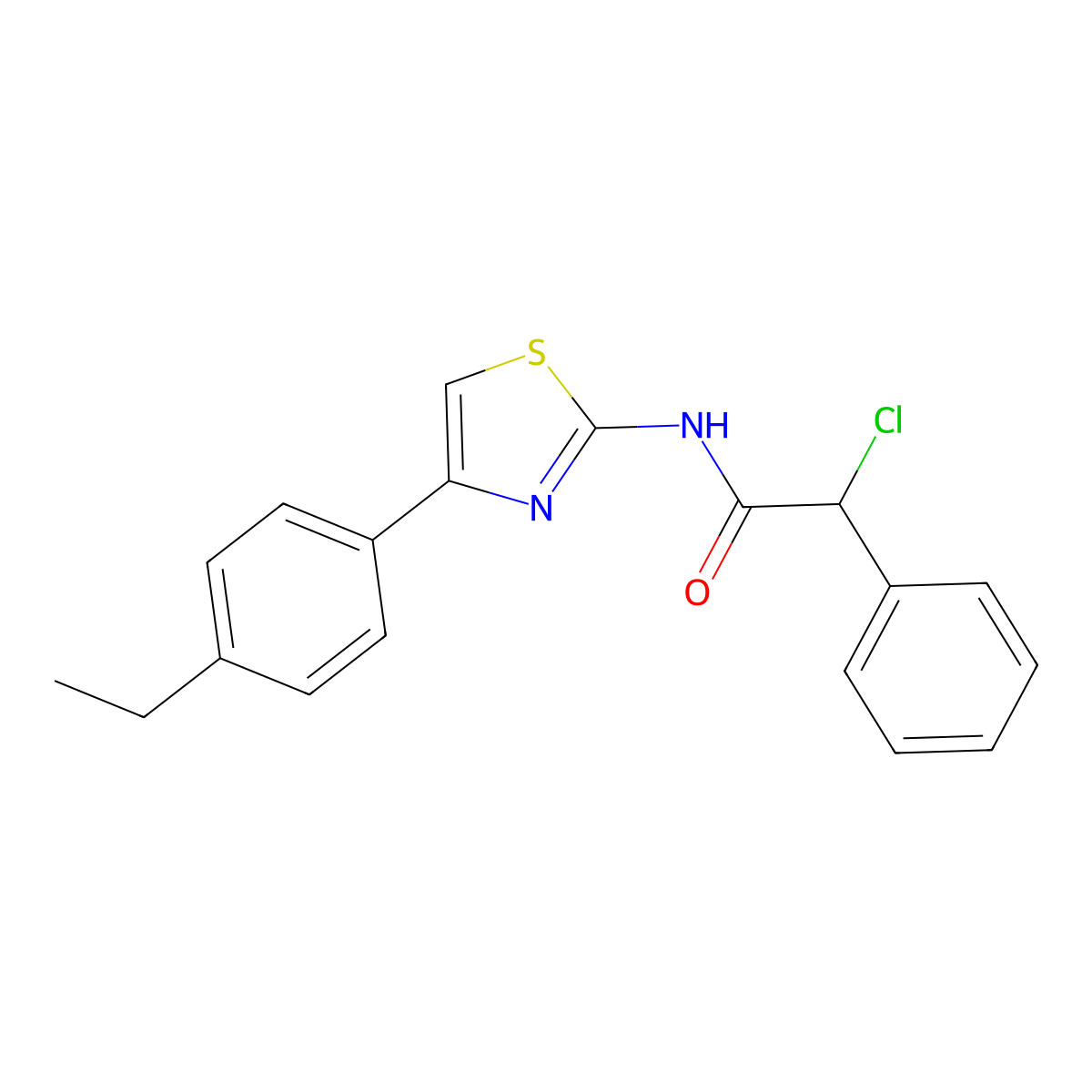 2-chloro-N-[4-(4-ethylphenyl)-1,3-thiazol-2-yl]-2-phenylacetamide molecular structure, CAS 565166-64-5