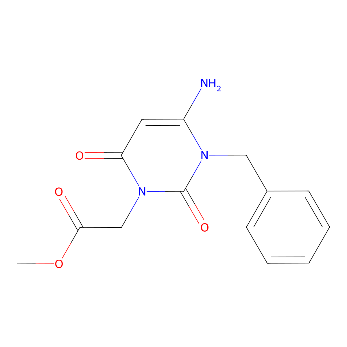 Methyl 2-(4-amino-3-benzyl-2,6-dioxo-1,2,3,6-tetrahydropyrimidin-1-yl)acetate molecular structure, CAS 565166-69-0