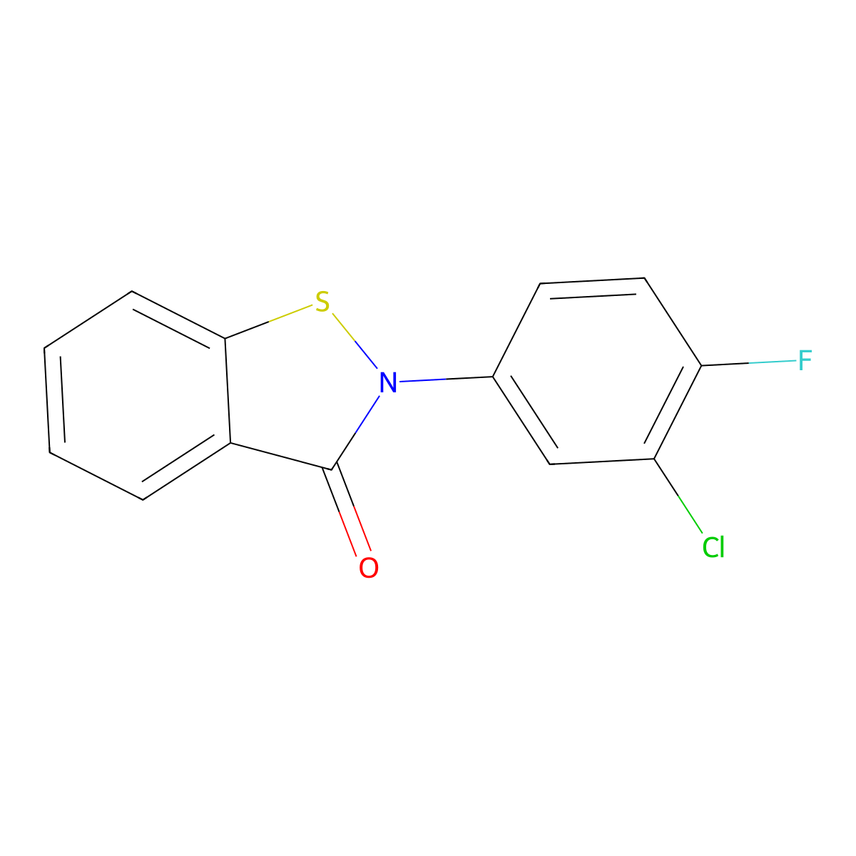 2-(3-Chloro-4-fluorophenyl)-2,3-dihydro-1,2-benzothiazol-3-one molecular structure, CAS 565166-89-4