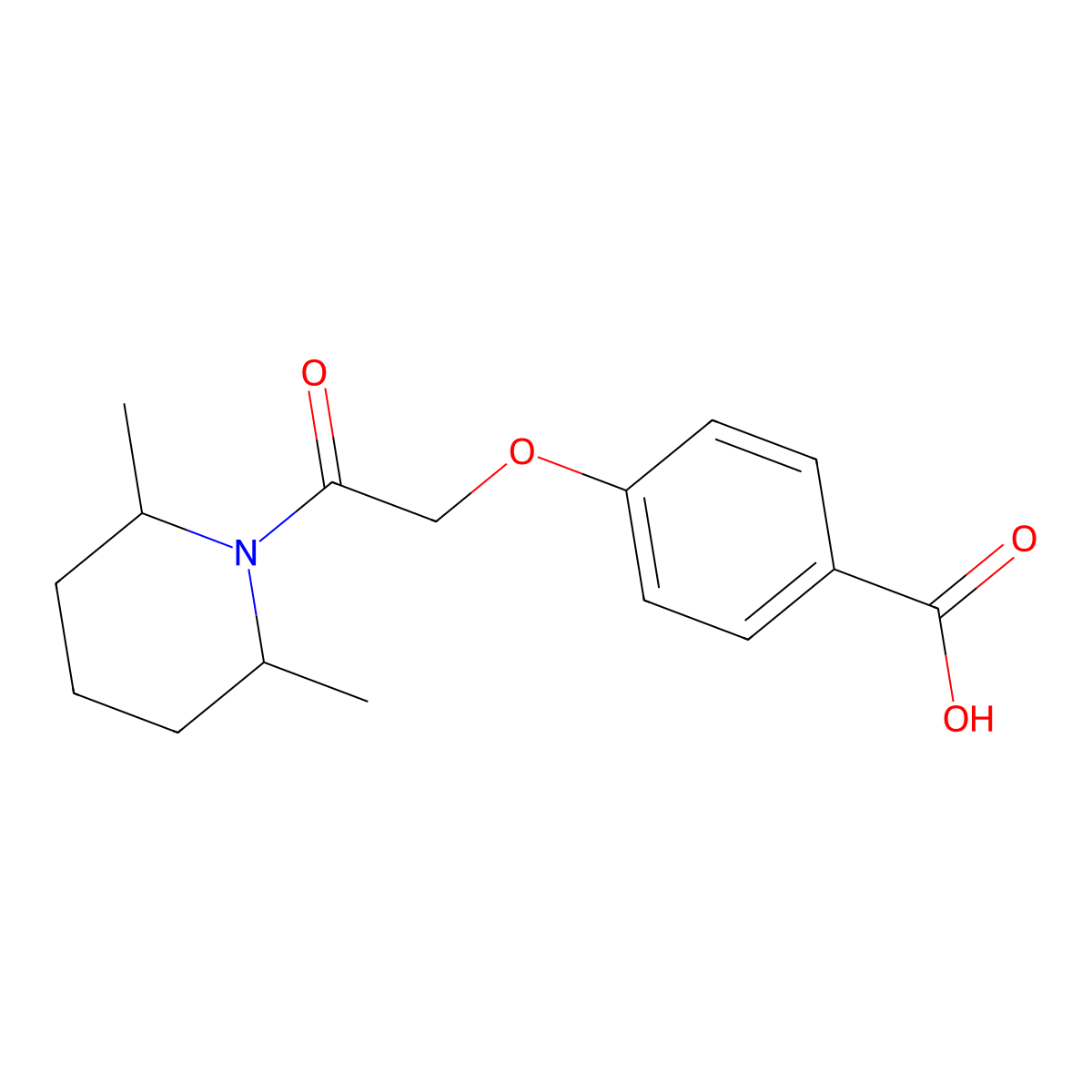4-[2-(2,6-Dimethylpiperidin-1-yl)-2-oxoethoxy]benzoic acid molecular structure, CAS 565166-93-0