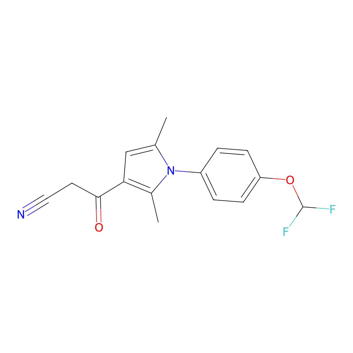3-{1-[4-(difluoromethoxy)phenyl]-2,5-dimethyl-1H-pyrrol-3-yl}-3-oxopropanenitrile molecular structure, CAS 565166-94-1