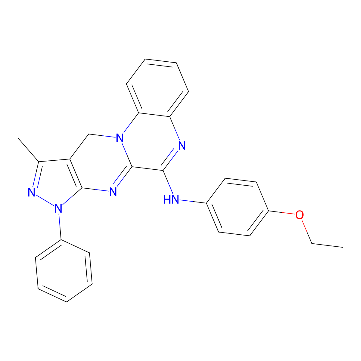 N-(4-ethoxyphenyl)-15-methyl-13-phenyl-1,8,11,13,14-pentaazatetracyclo[8.7.0.0^{2,7}.0^{12,16}]heptadeca-2(7),3,5,8,10,12(16),14-heptaen-9-amine molecular structure, CAS 565167-32-0