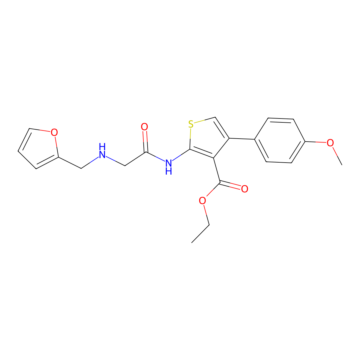 ethyl 2-{[N-(2-furylmethyl)glycyl]amino}-4-(4-methoxyphenyl)-3-thiophenecarboxylate molecular structure, CAS 565167-77-3