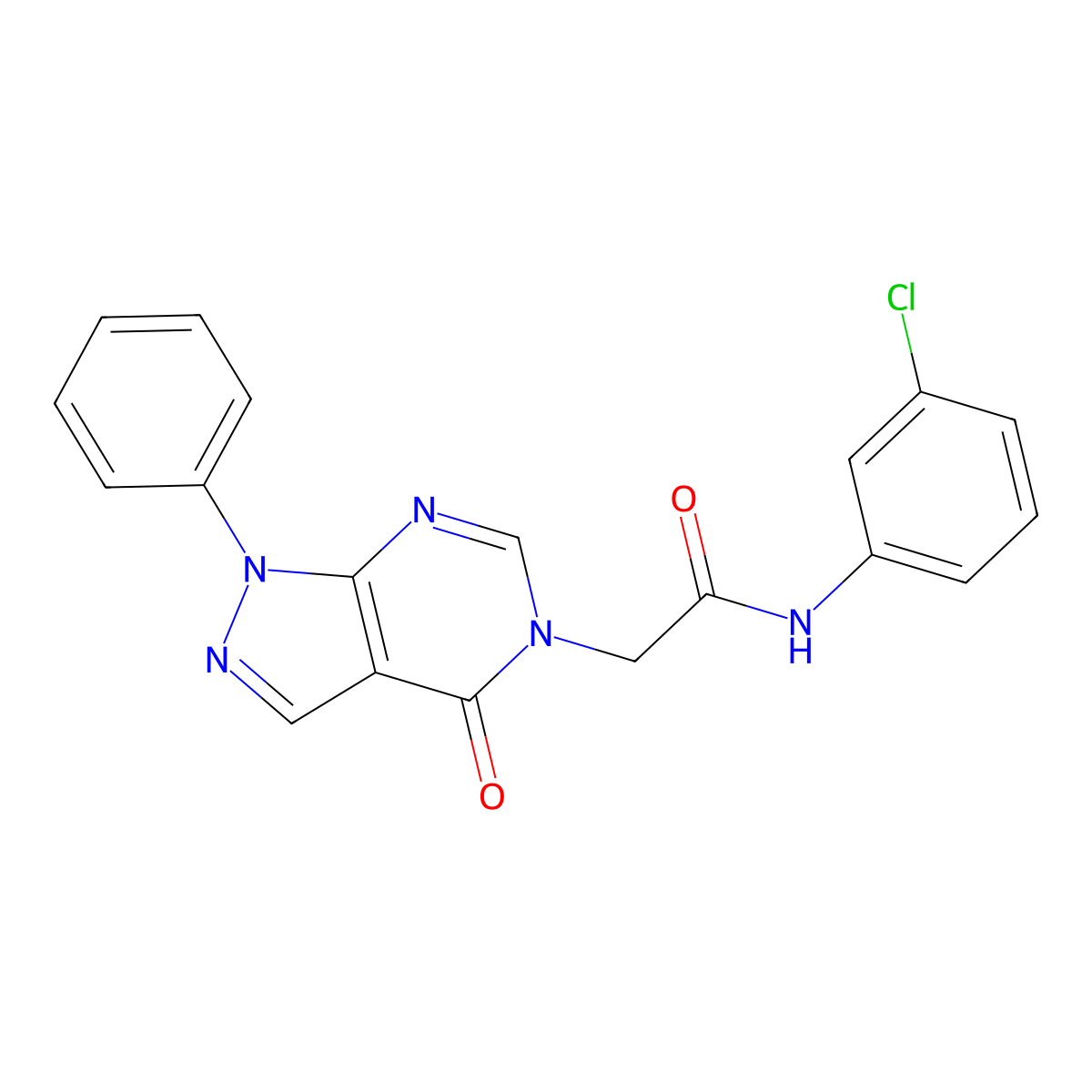 N-(3-chlorophenyl)-2-{4-oxo-1-phenyl-1H,4H,5H-pyrazolo[3,4-d]pyrimidin-5-yl}acetamide molecular structure, CAS 565167-91-1