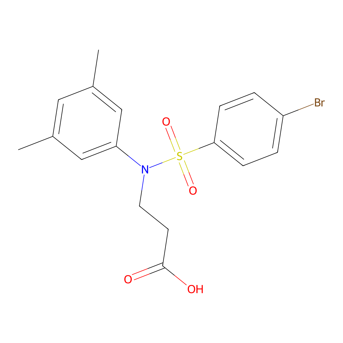 3-[N-(3,5-dimethylphenyl)4-bromobenzenesulfonamido]propanoic acid molecular structure, CAS 565168-54-9