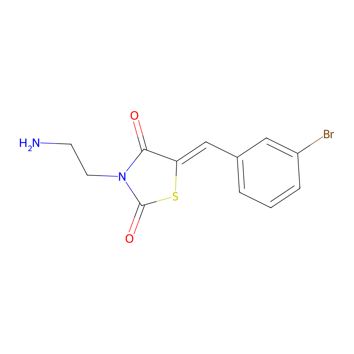 3-(2-Aminoethyl)-5-[(3-bromophenyl)methylidene]-1,3-thiazolidine-2,4-dione molecular structure, CAS 565168-72-1