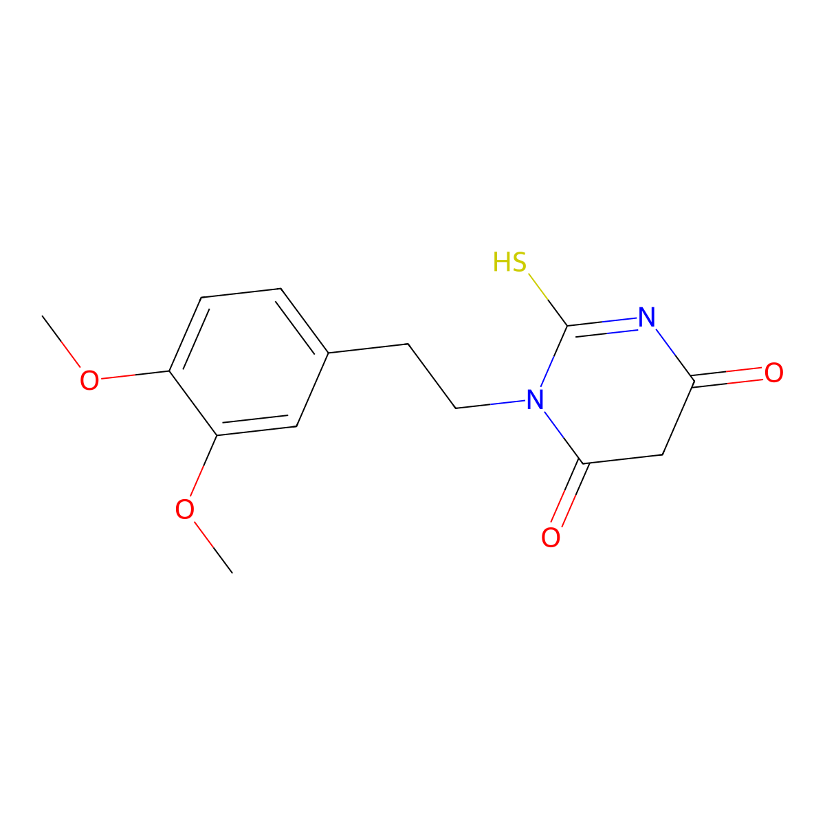 1-[2-(3,4-Dimethoxyphenyl)ethyl]-2-sulfanyl-1,4,5,6-tetrahydropyrimidine-4,6-dione molecular structure, CAS 565168-73-2