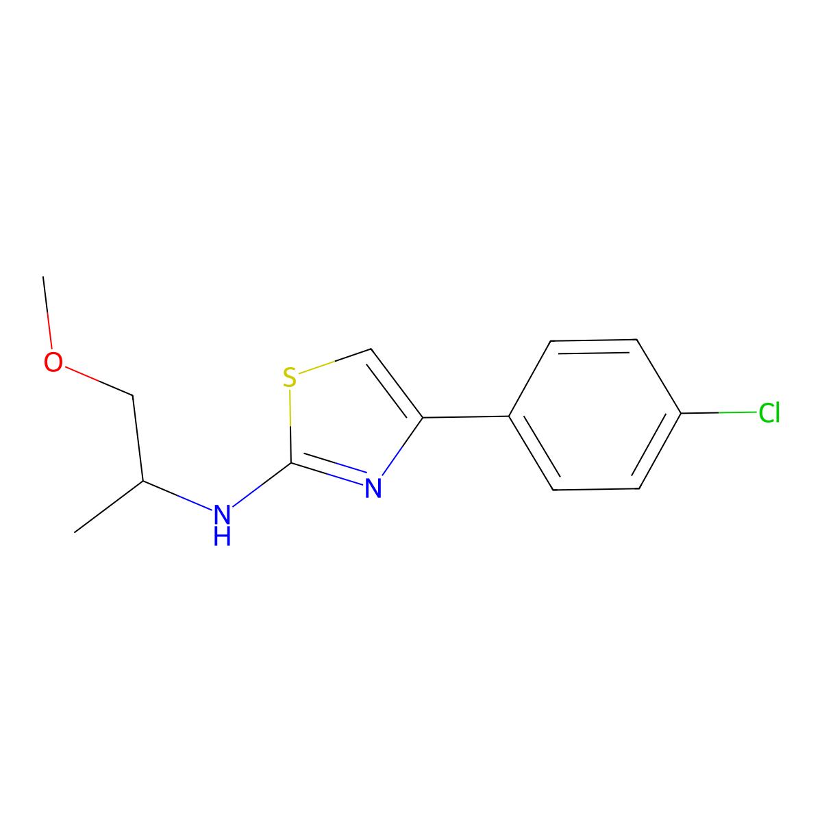4-(4-chlorophenyl)-N-(1-methoxypropan-2-yl)-1,3-thiazol-2-amine molecular structure, CAS 565171-00-8