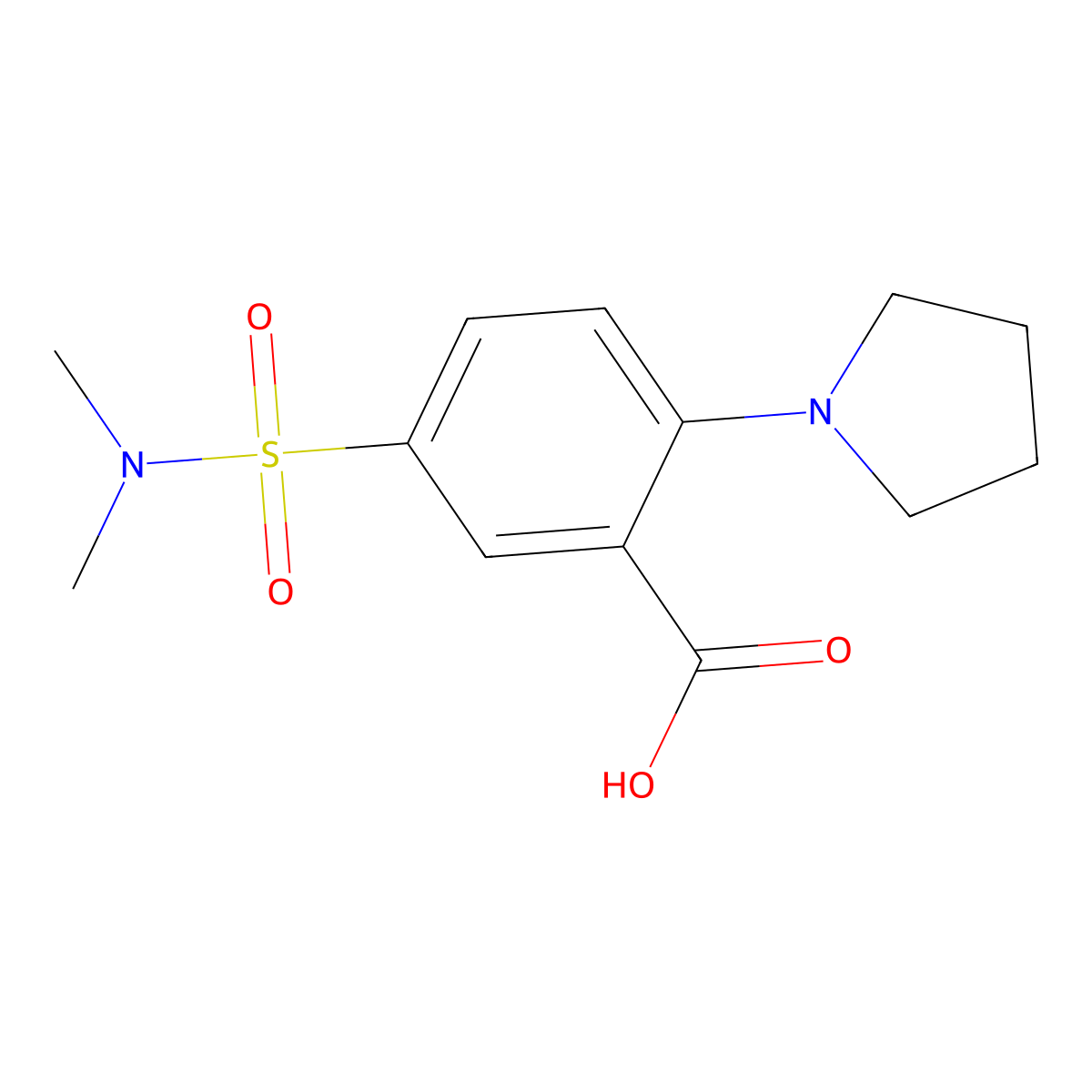 5-(Dimethylsulfamoyl)-2-(pyrrolidin-1-yl)benzoic acid molecular structure, CAS 565171-01-9