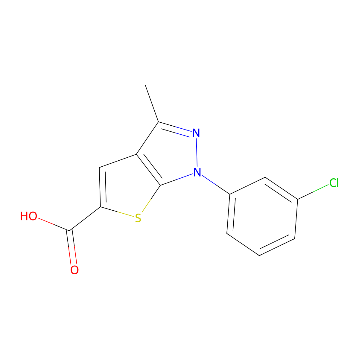 1-(3-Chlorophenyl)-3-methyl-1H-thieno[2,3-c]pyrazole-5-carboxylic acid molecular structure, CAS 565171-07-5