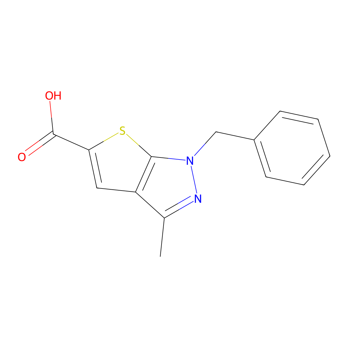 1-Benzyl-3-methyl-1H-thieno[2,3-c]pyrazole-5-carboxylic acid molecular structure, CAS 565171-09-7