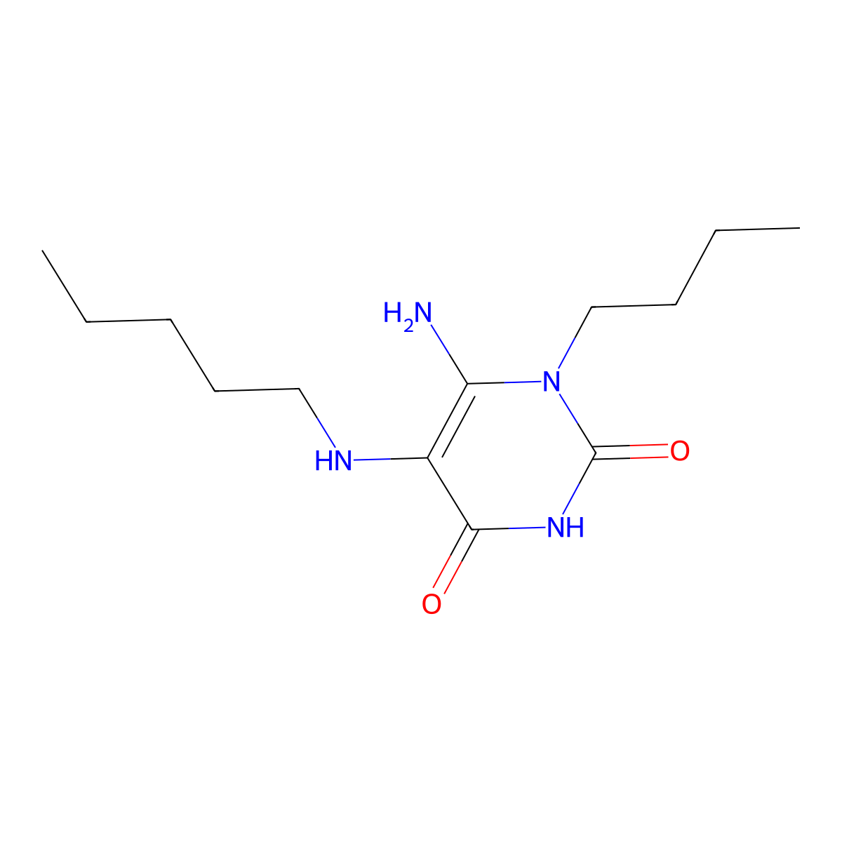 6-Amino-1-butyl-5-(pentylamino)-1,2,3,4-tetrahydropyrimidine-2,4-dione molecular structure, CAS 565171-10-0