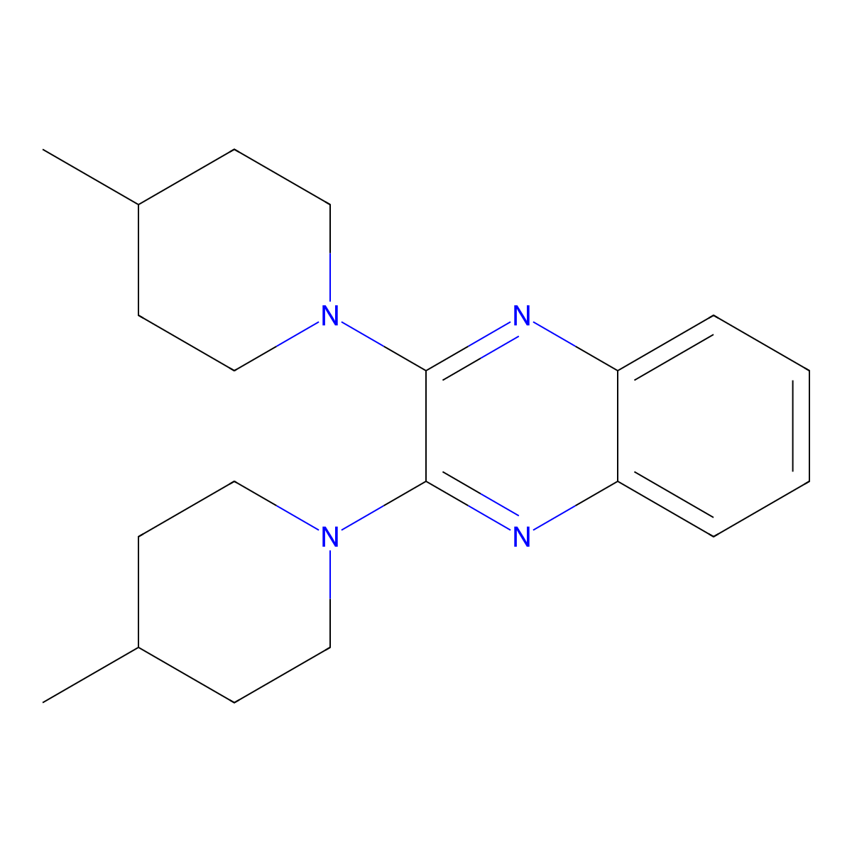 2,3-Bis(4-methylpiperidin-1-yl)quinoxaline molecular structure, CAS 565172-16-9