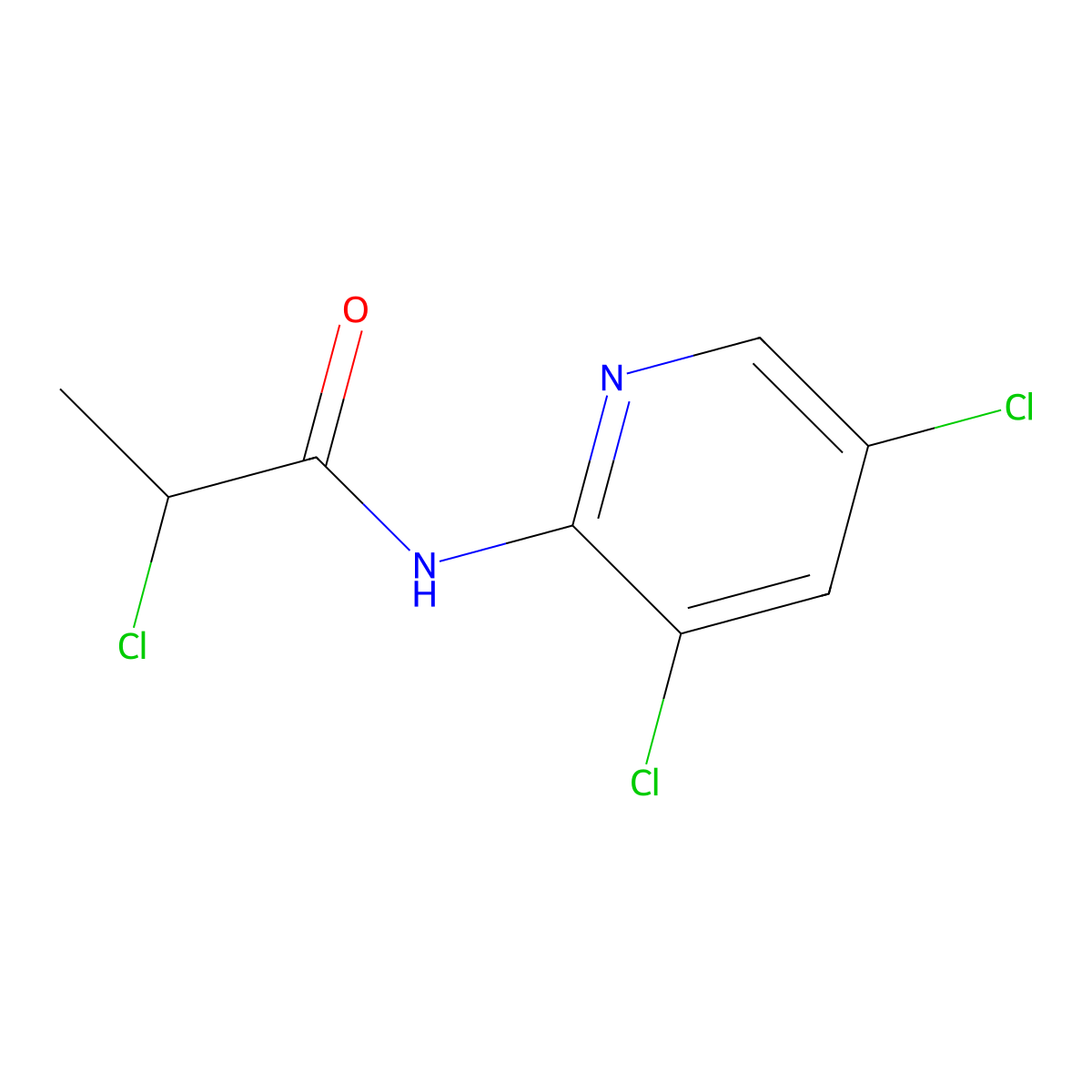 2-chloro-N-(3,5-dichloropyridin-2-yl)propanamide molecular structure, CAS 565172-40-9