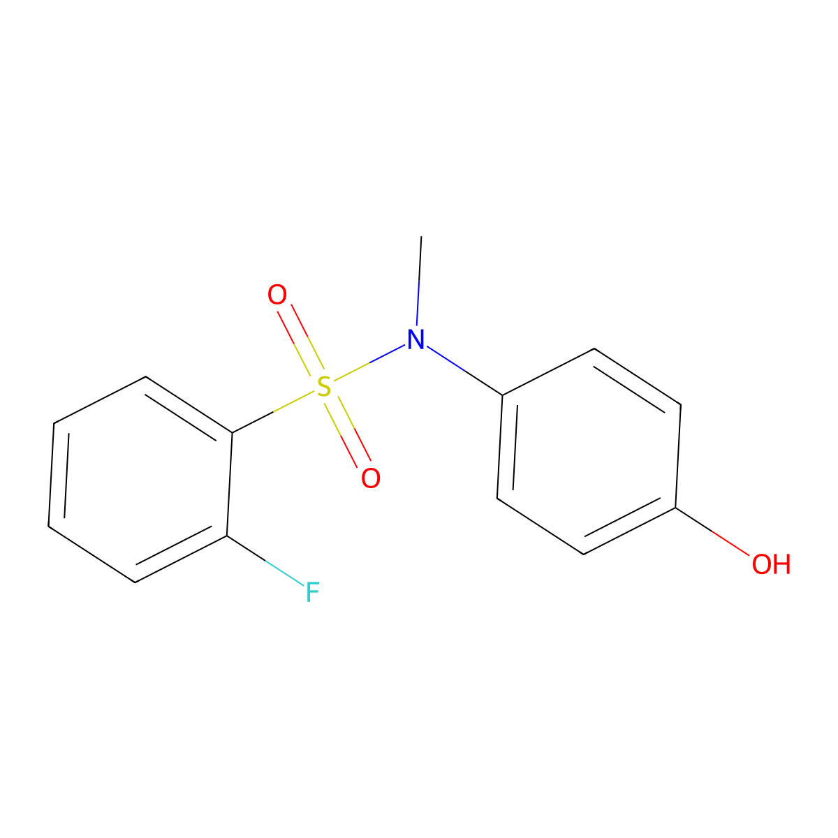 2-fluoro-N-(4-hydroxyphenyl)-N-methylbenzenesulfonamide molecular structure, CAS 565172-42-1