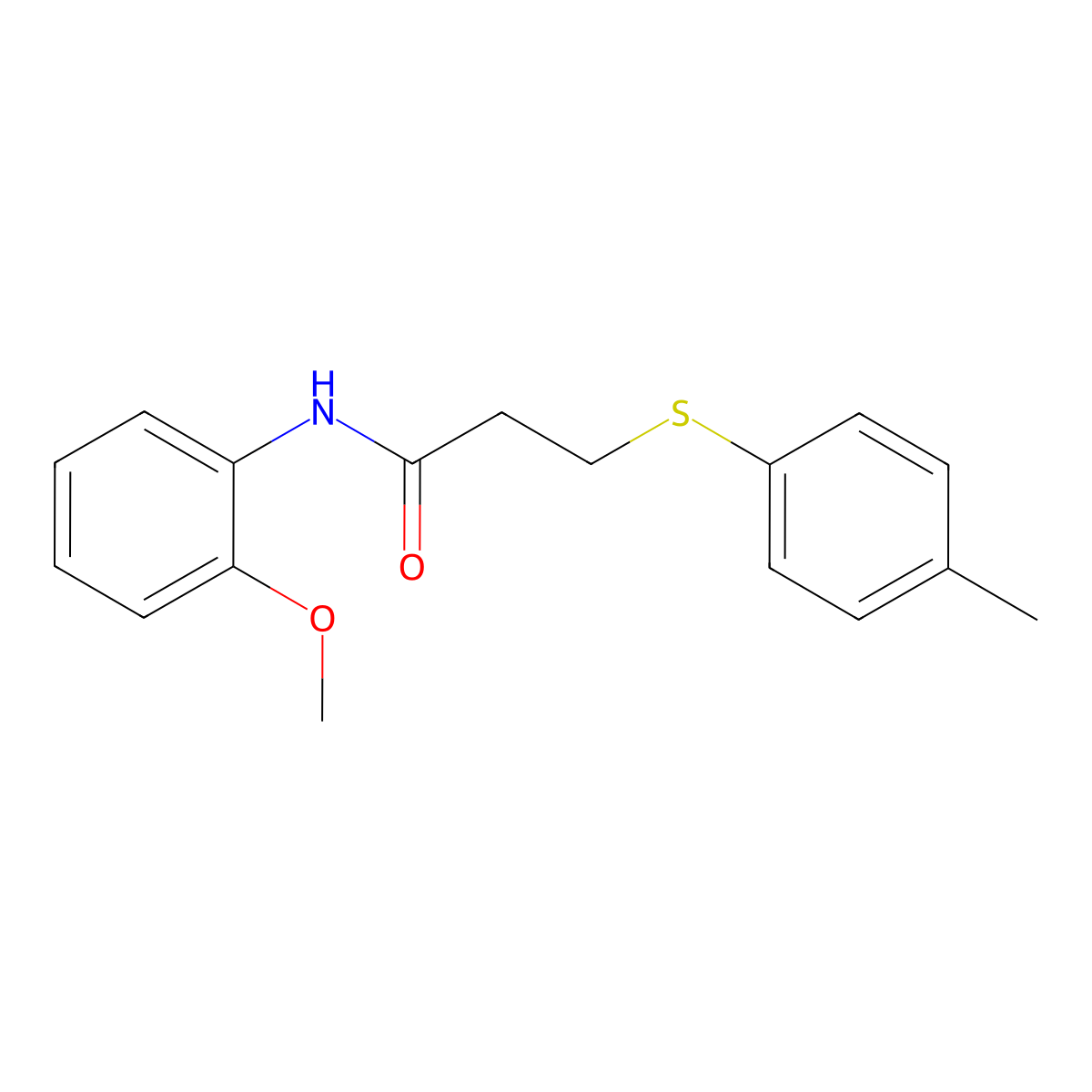 N-(2-methoxyphenyl)-3-(4-methylphenyl)sulfanylpropanamide molecular structure, CAS 565172-81-8