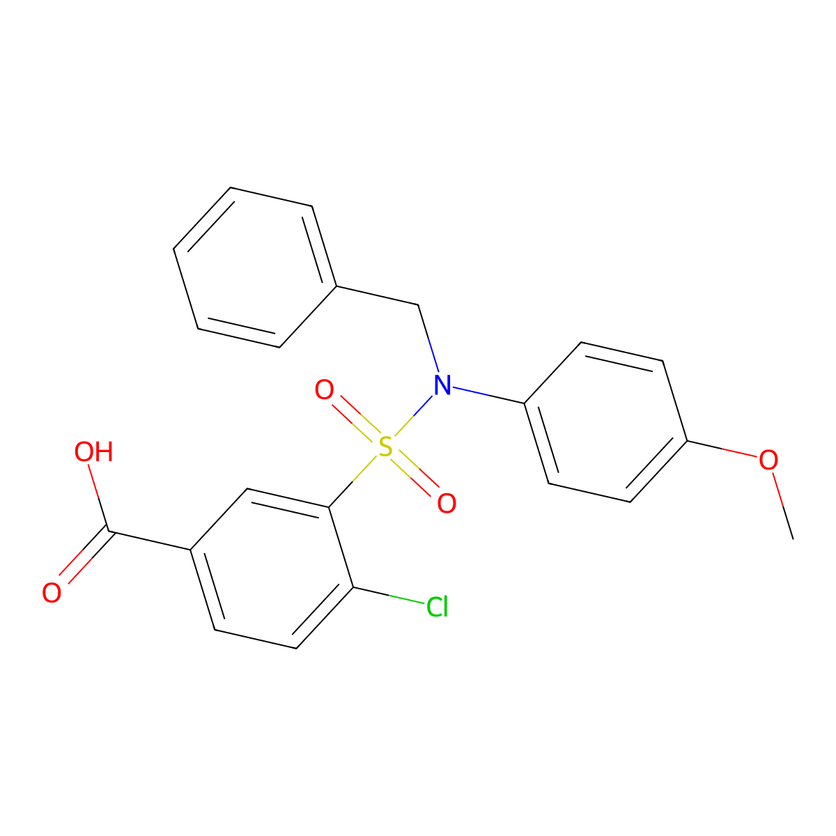 3-[Benzyl(4-methoxyphenyl)sulfamoyl]-4-chlorobenzoic acid molecular structure, CAS 565173-05-9