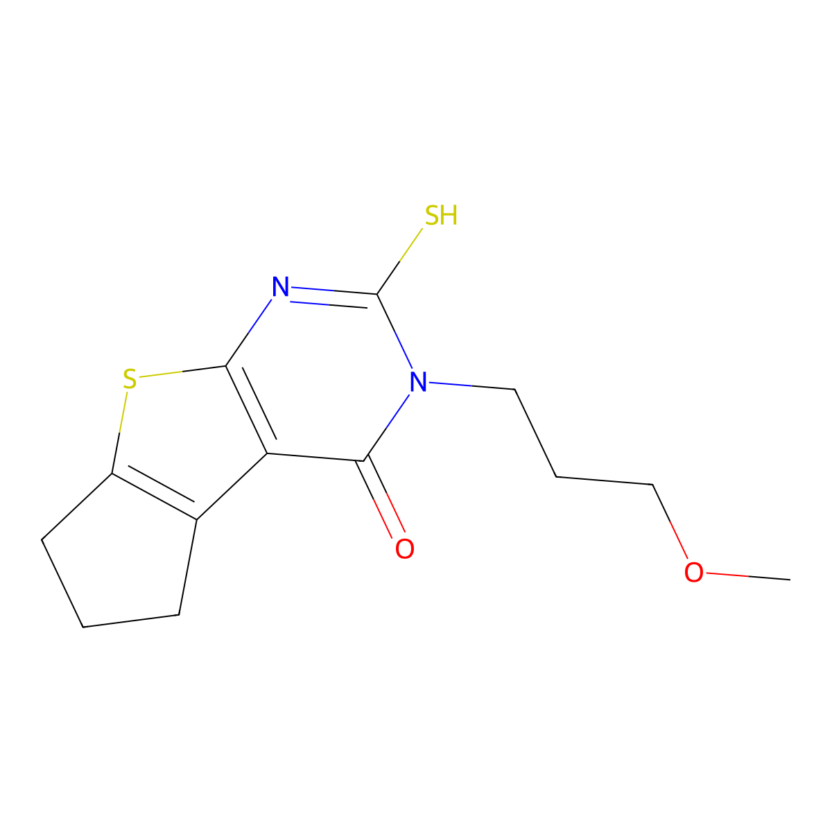 11-(3-Methoxypropyl)-10-sulfanyl-7-thia-9,11-diazatricyclo[6.4.0.0,2,6]dodeca-1(8),2(6),9-trien-12-one molecular structure, CAS 565174-25-6