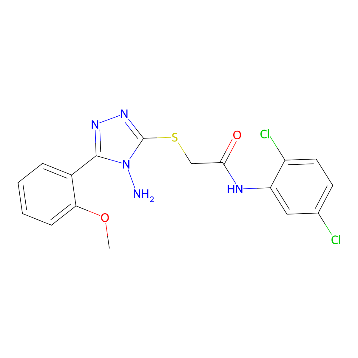 2-{[4-amino-5-(2-methoxyphenyl)-4H-1,2,4-triazol-3-yl]sulfanyl}-N-(2,5-dichlorophenyl)acetamide molecular structure, CAS 565175-14-6