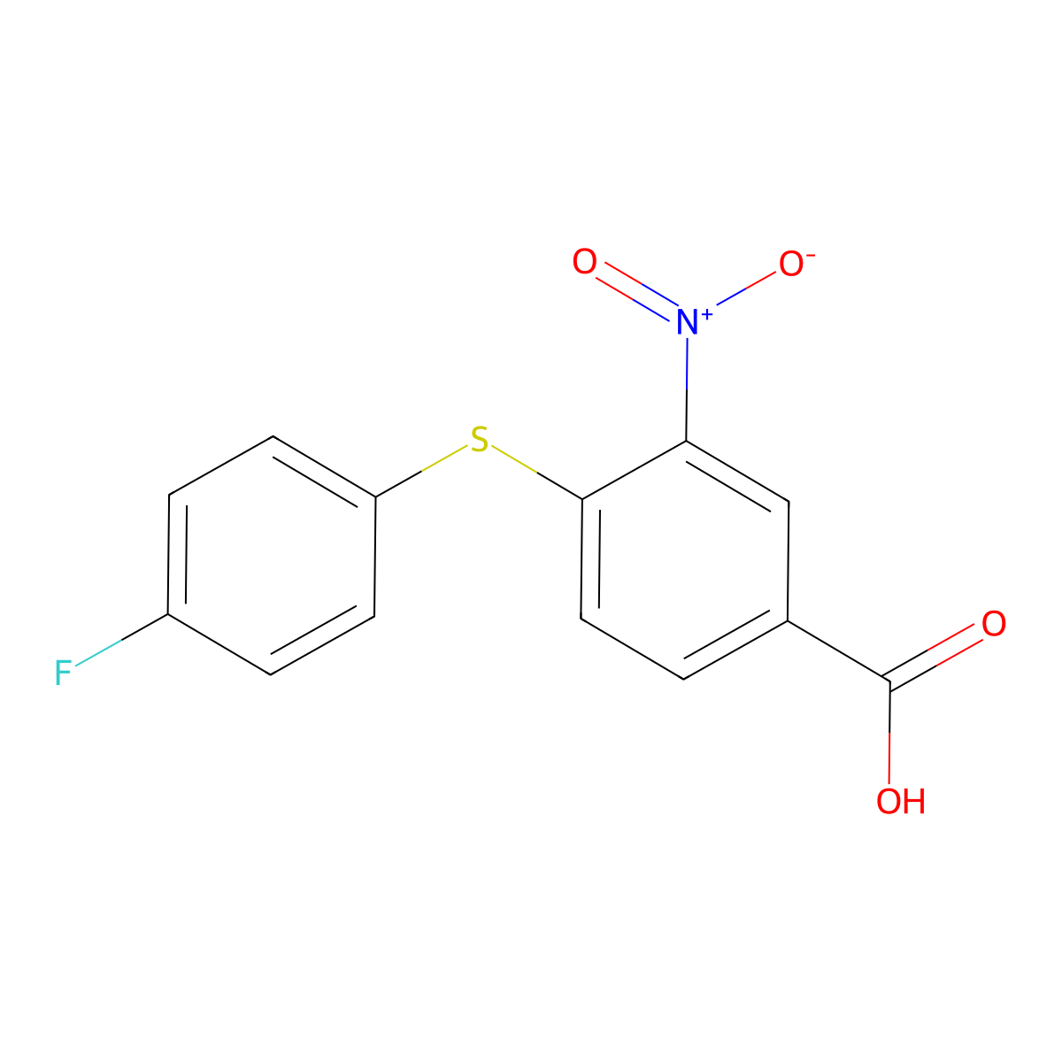 4-[(4-Fluorophenyl)sulfanyl]-3-nitrobenzoic acid molecular structure, CAS 565177-99-3