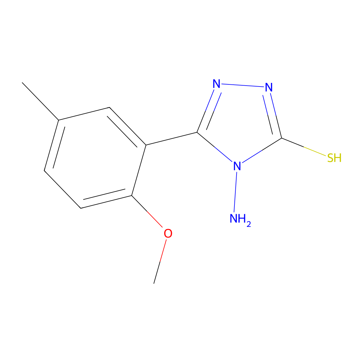 4-Amino-5-(2-methoxy-5-methyl-phenyl)-4H-[1,2,4]triazole-3-thiol molecular structure, CAS 565178-09-8