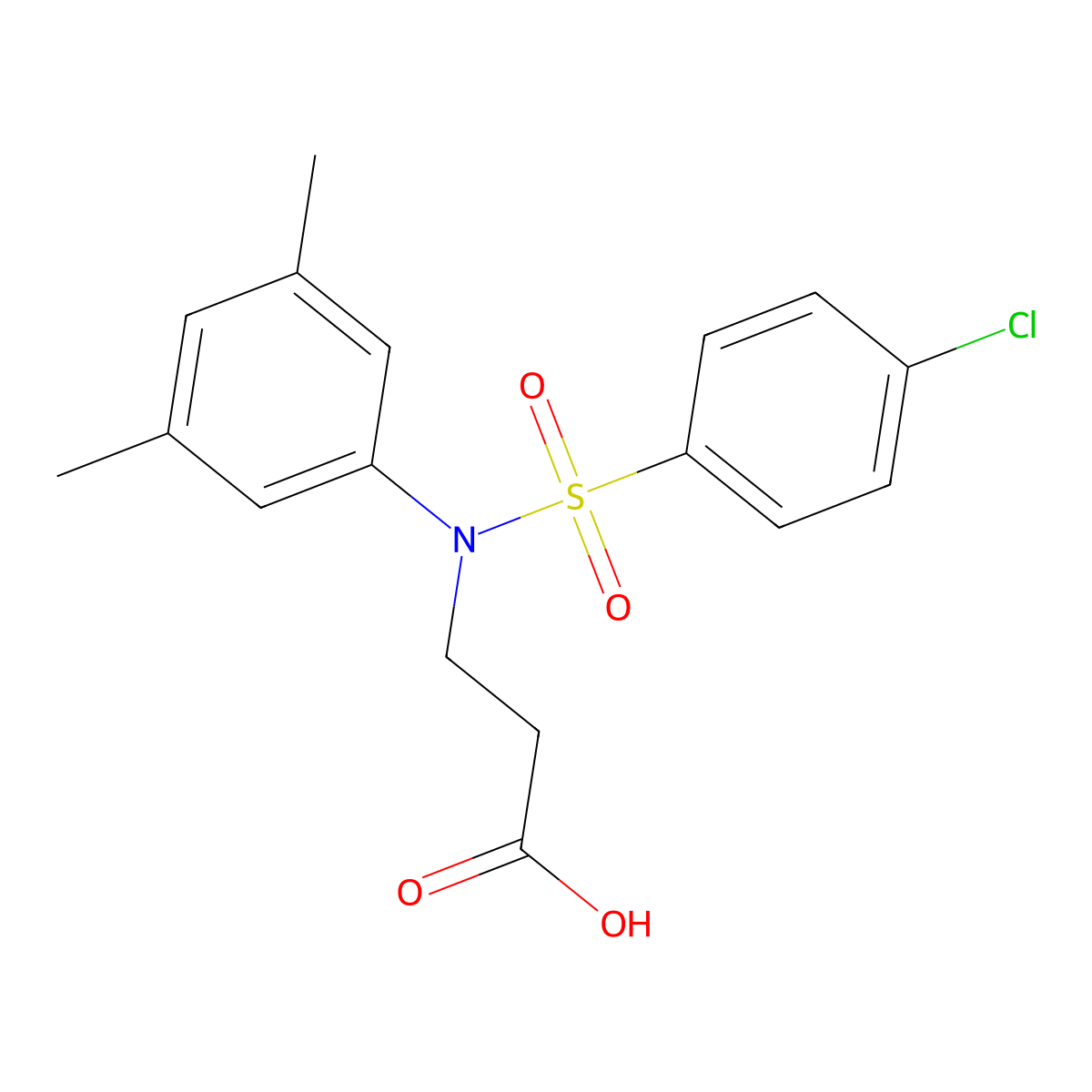 3-[N-(3,5-dimethylphenyl)4-chlorobenzenesulfonamido]propanoic acid molecular structure, CAS 565179-43-3
