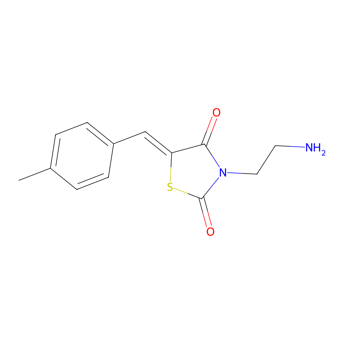 3-(2-Aminoethyl)-5-[(4-methylphenyl)methylidene]-1,3-thiazolidine-2,4-dione molecular structure, CAS 565179-48-8