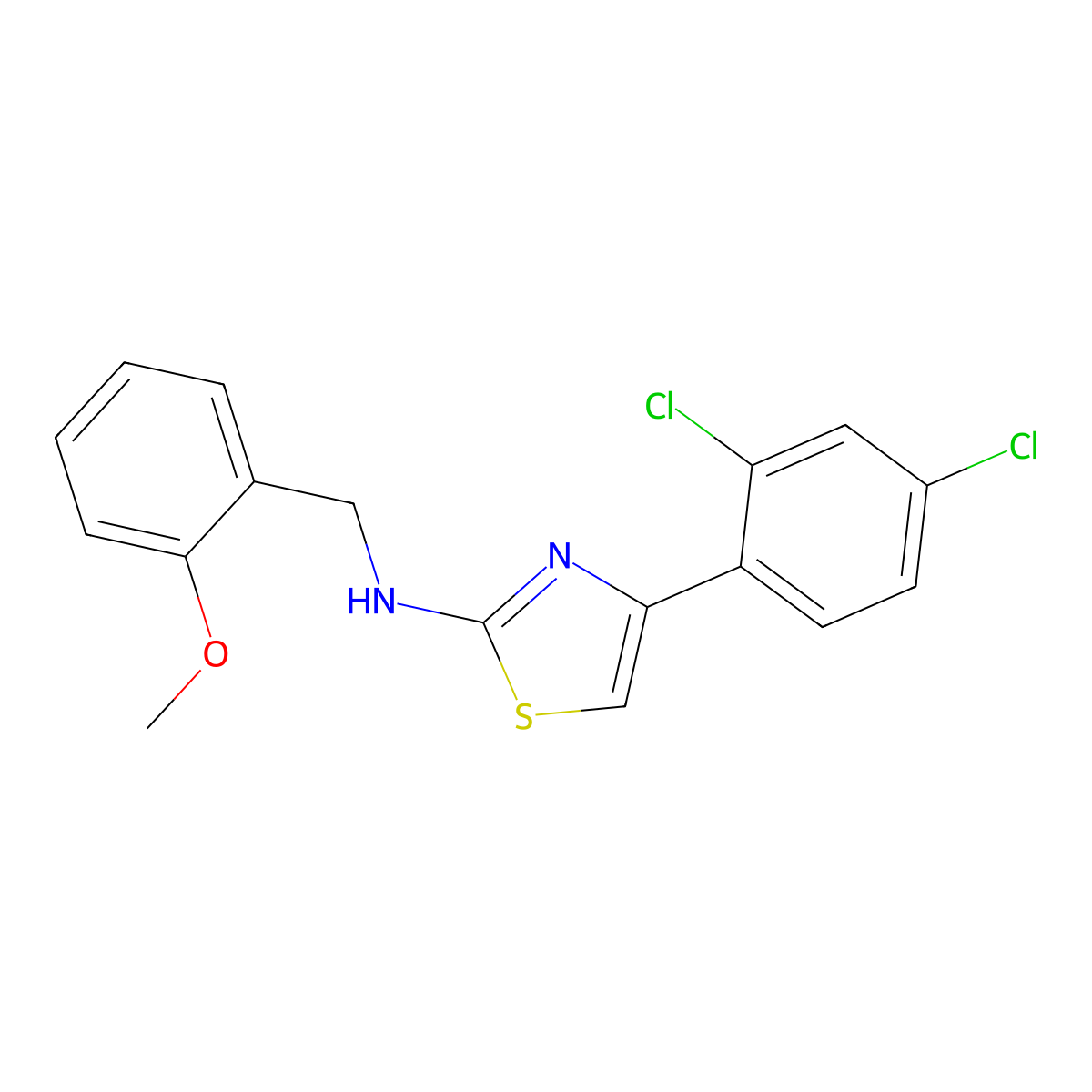 4-(2,4-dichlorophenyl)-N-[(2-methoxyphenyl)methyl]-1,3-thiazol-2-amine molecular structure, CAS 565179-64-8