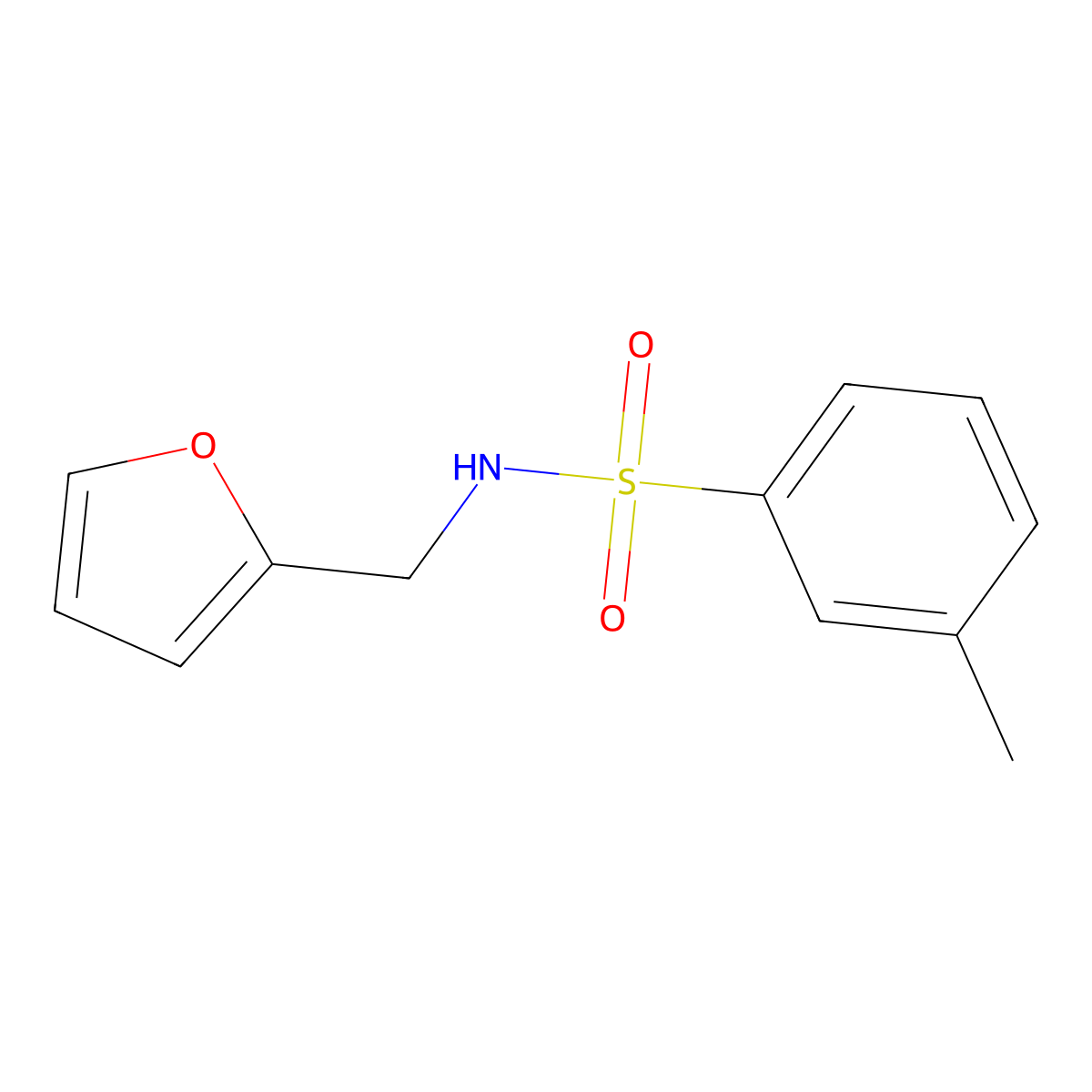 N-(furan-2-ylmethyl)-3-methylbenzenesulfonamide molecular structure, CAS 565179-68-2
